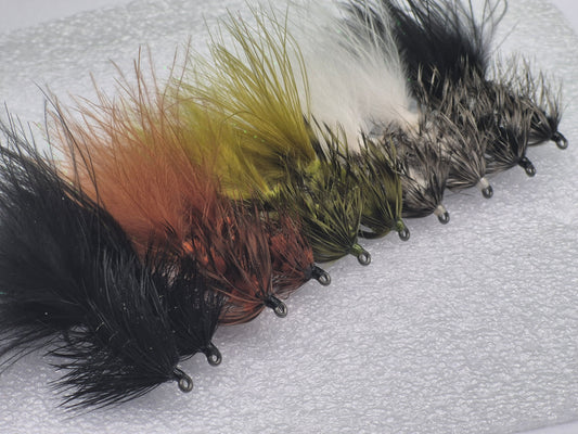 Streamer Fly Set — 10 Premium Grizzly Woolly Buggers #6 Barbless