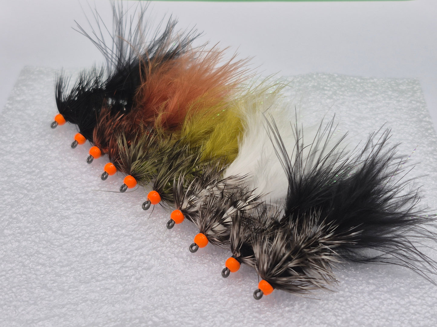 Streamer Fly Set — 10 Premium Hot Head Grizzly Woolly Buggers #6 Barbless