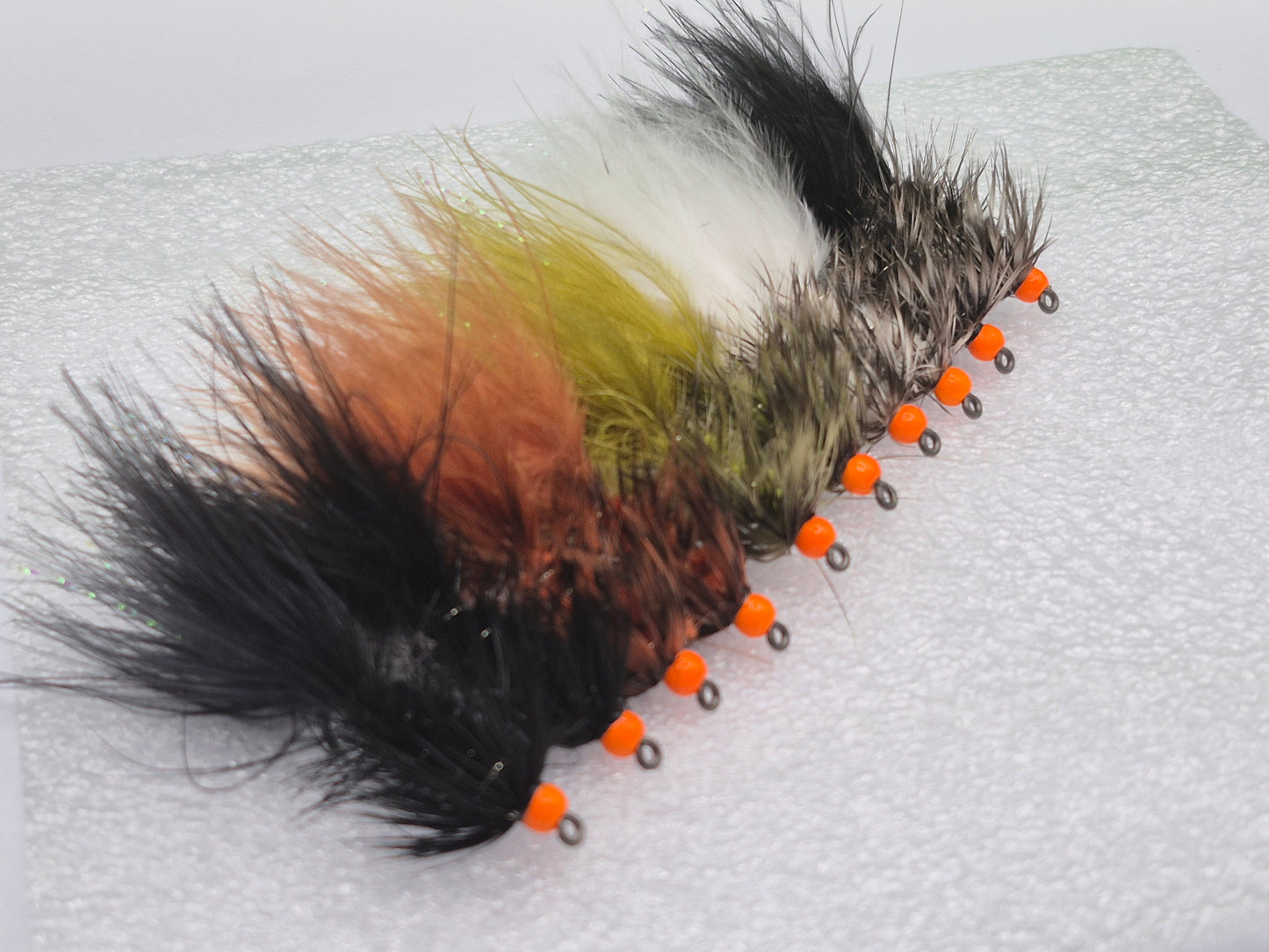 Streamer Fly Set — 10 Premium Hot Head Grizzly Woolly Buggers #6 Barbless