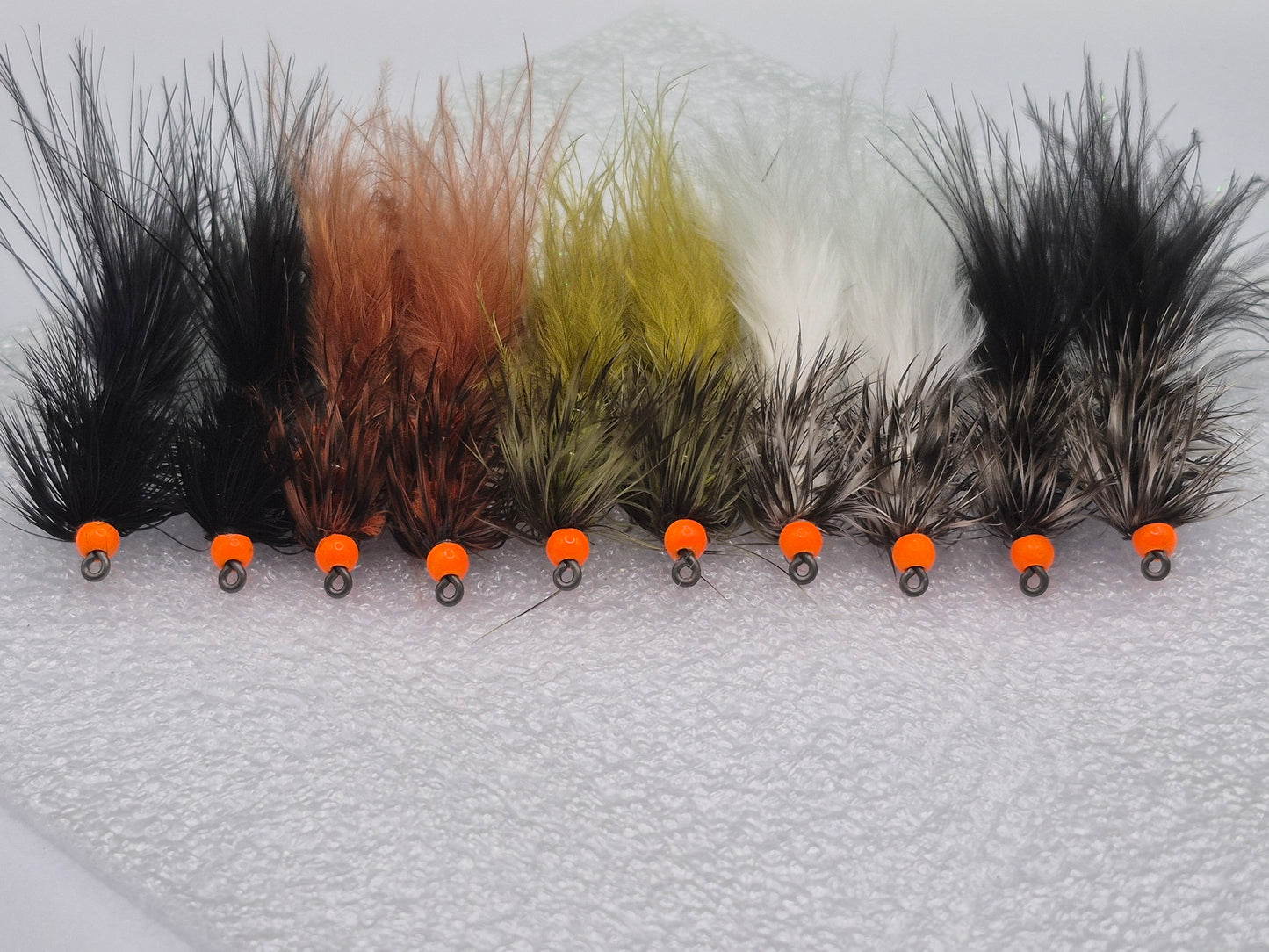 Streamer Fly Set — 10 Premium Hot Head Grizzly Woolly Buggers #6 Barbless