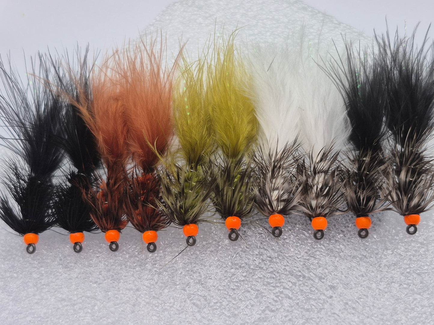 Streamer Fly Set — 10 Premium Hot Head Grizzly Woolly Buggers #6 Barbless